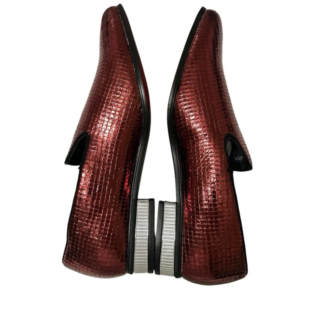After Midnight Men's Sequins Burgundy Loafer Fashion Party  Dress Shoes Size 8.5